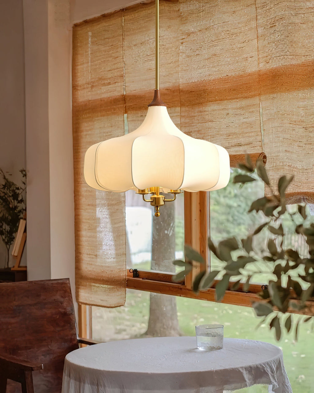 Fioren Tissu Bois Pendentif Lumière - Neutralighting