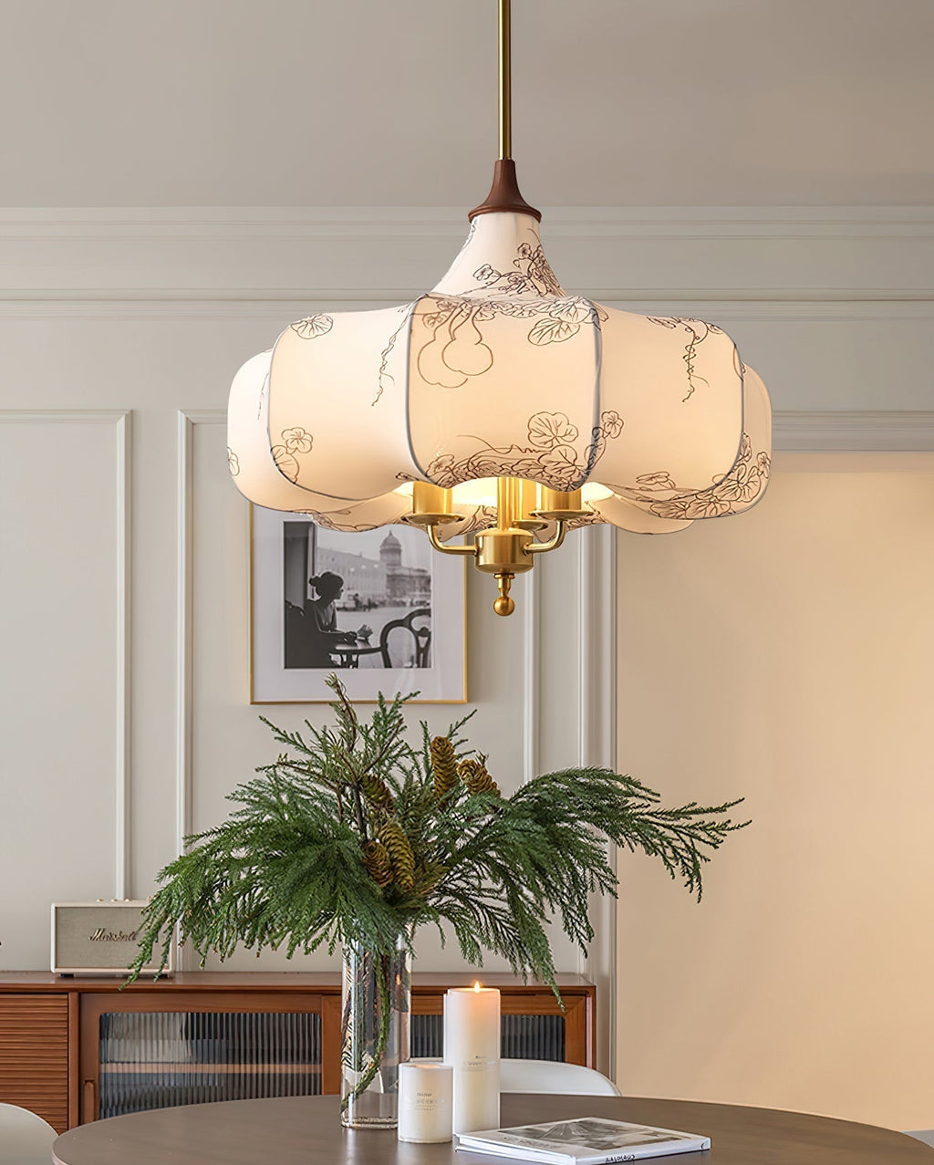 Fioren Tissu Bois Pendentif Lumière - Neutralighting