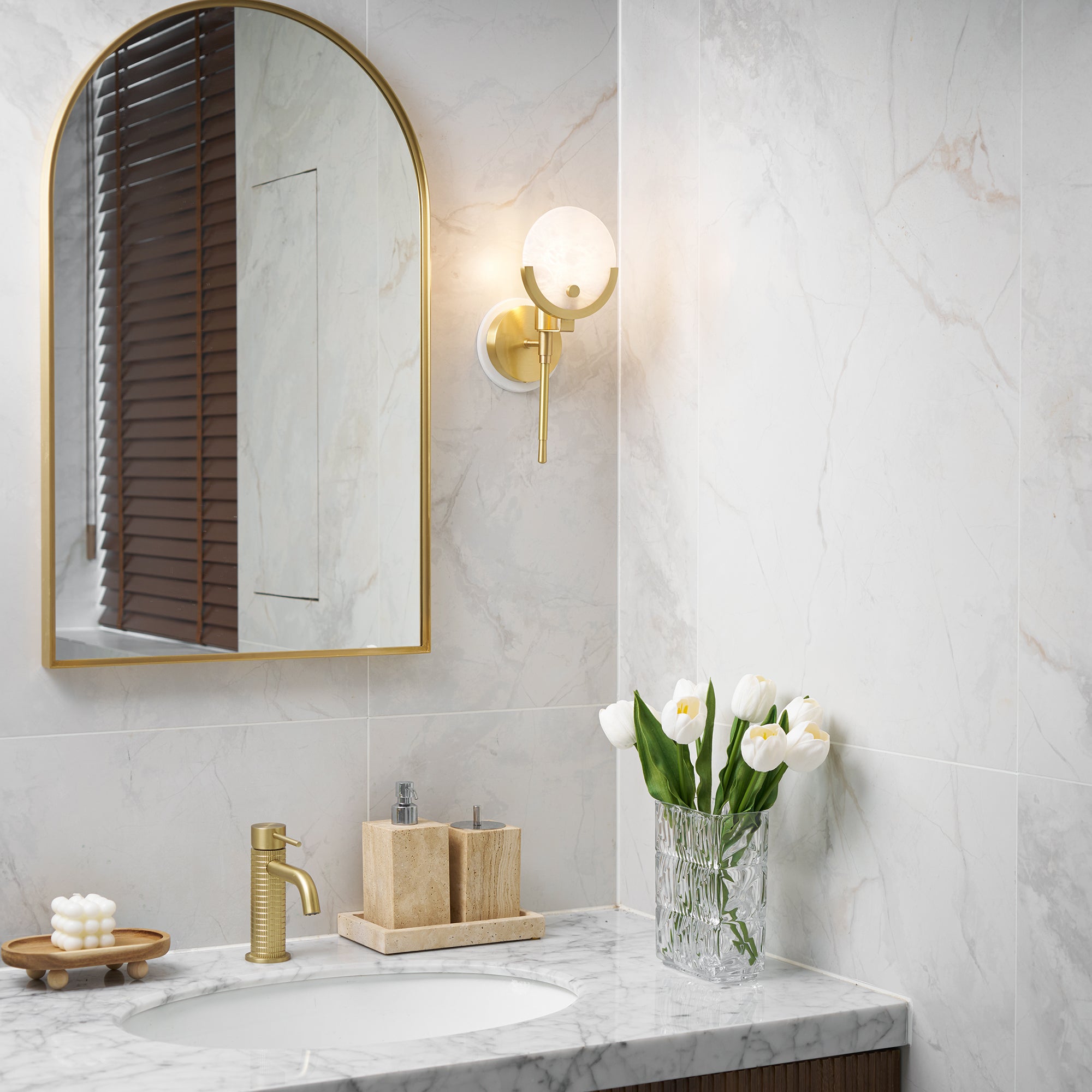 Ljomuvyo Moderne Minimaliste Laiton Albâtre Applique Murale - Neutralighting