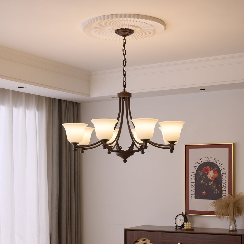 Elorira Chandelier Verre Élégance Traditionnelle Fleur - Neutralighting