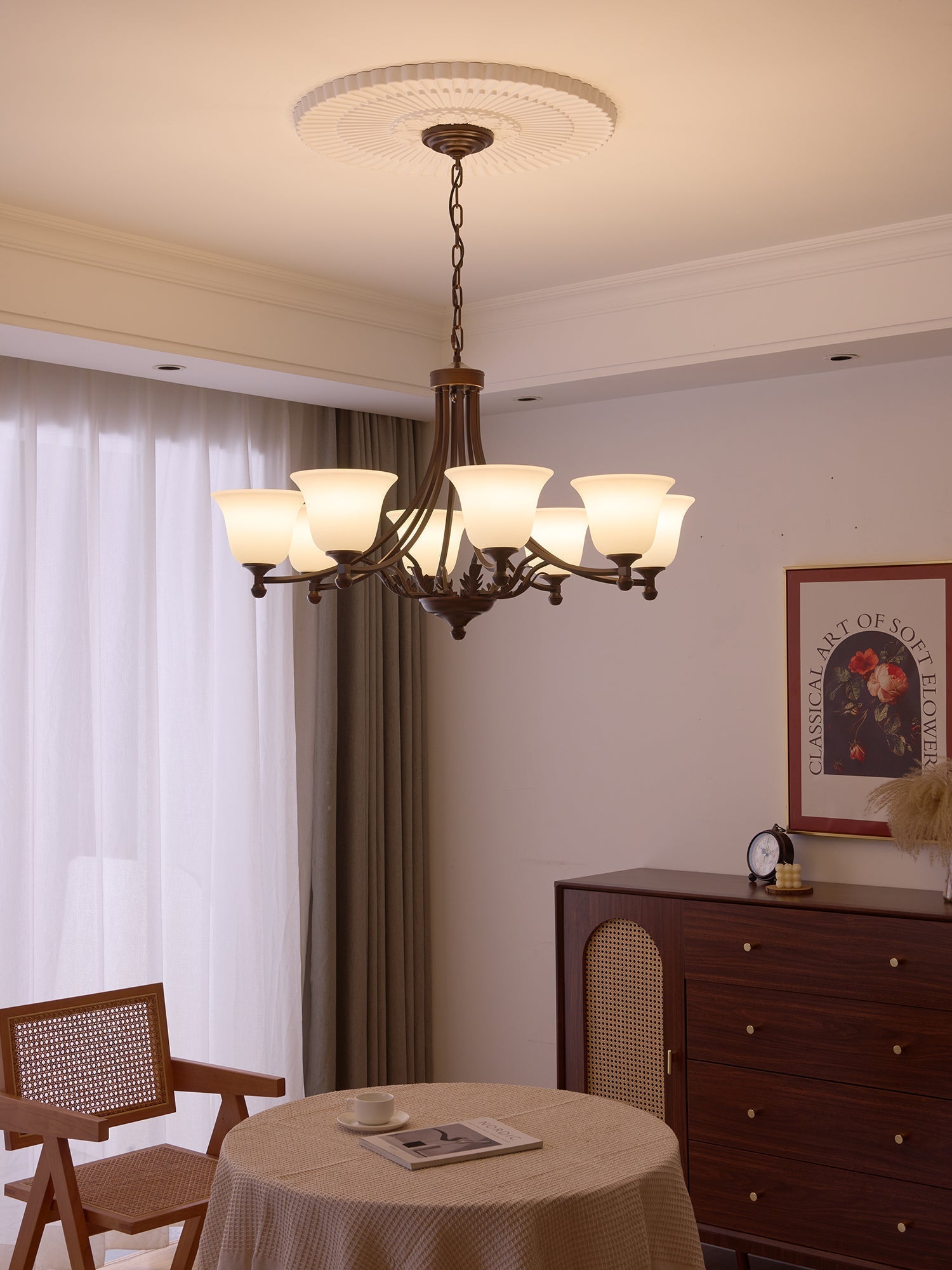 Elorira Chandelier Verre Élégance Traditionnelle Fleur - Neutralighting