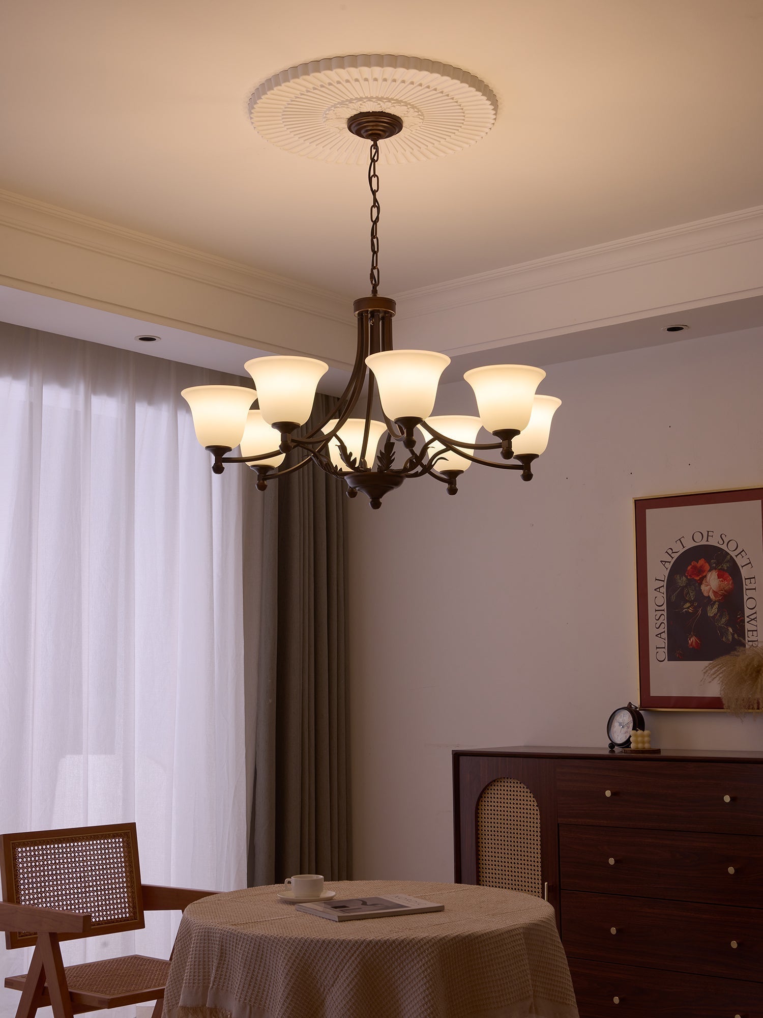 Elorira Chandelier Verre Élégance Traditionnelle Fleur - Neutralighting