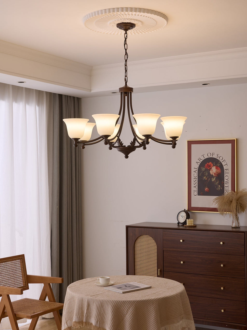 Elorira Chandelier Verre Élégance Traditionnelle Fleur - Neutralighting