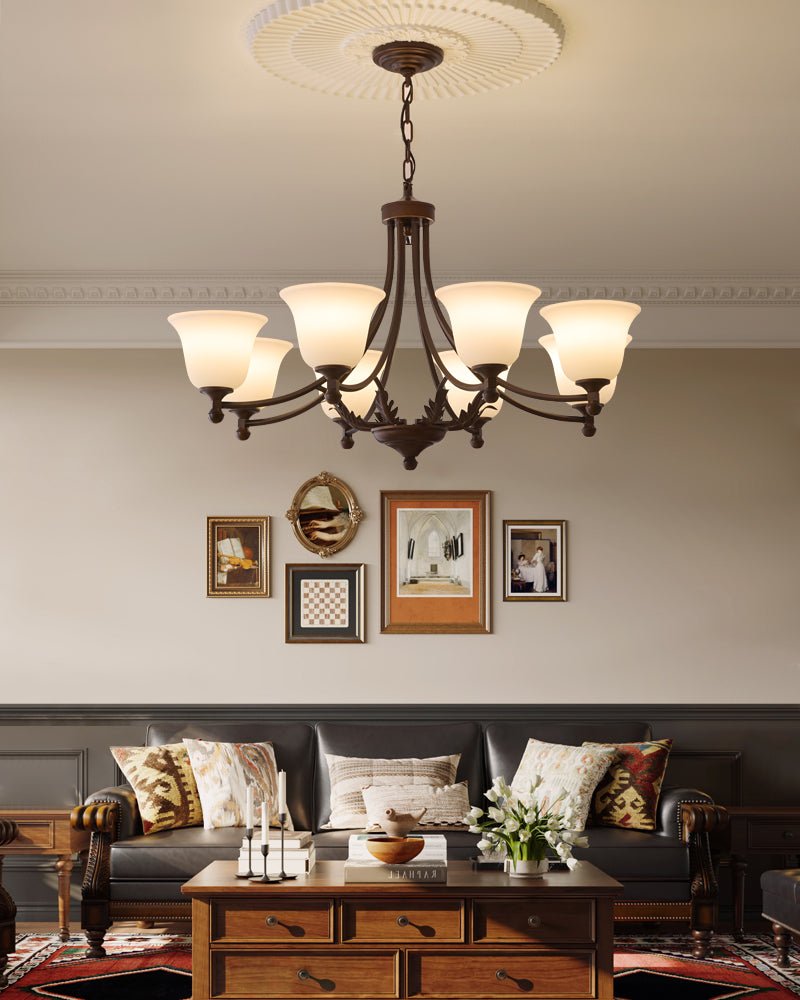 Elorira Chandelier Verre Élégance Traditionnelle Fleur - Neutralighting