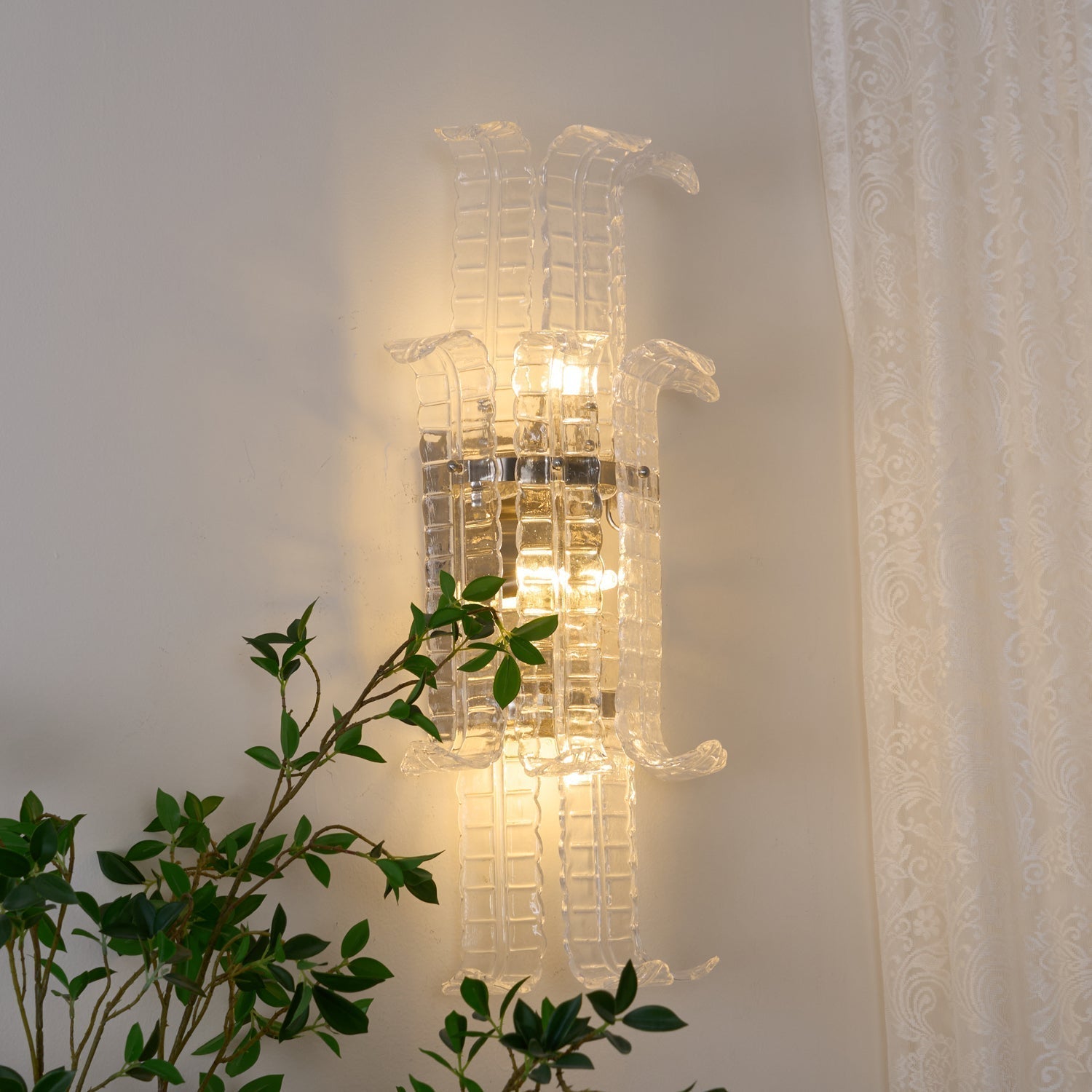 Aurora Applique Murale en Verre de Murano Transparent - Neutralighting