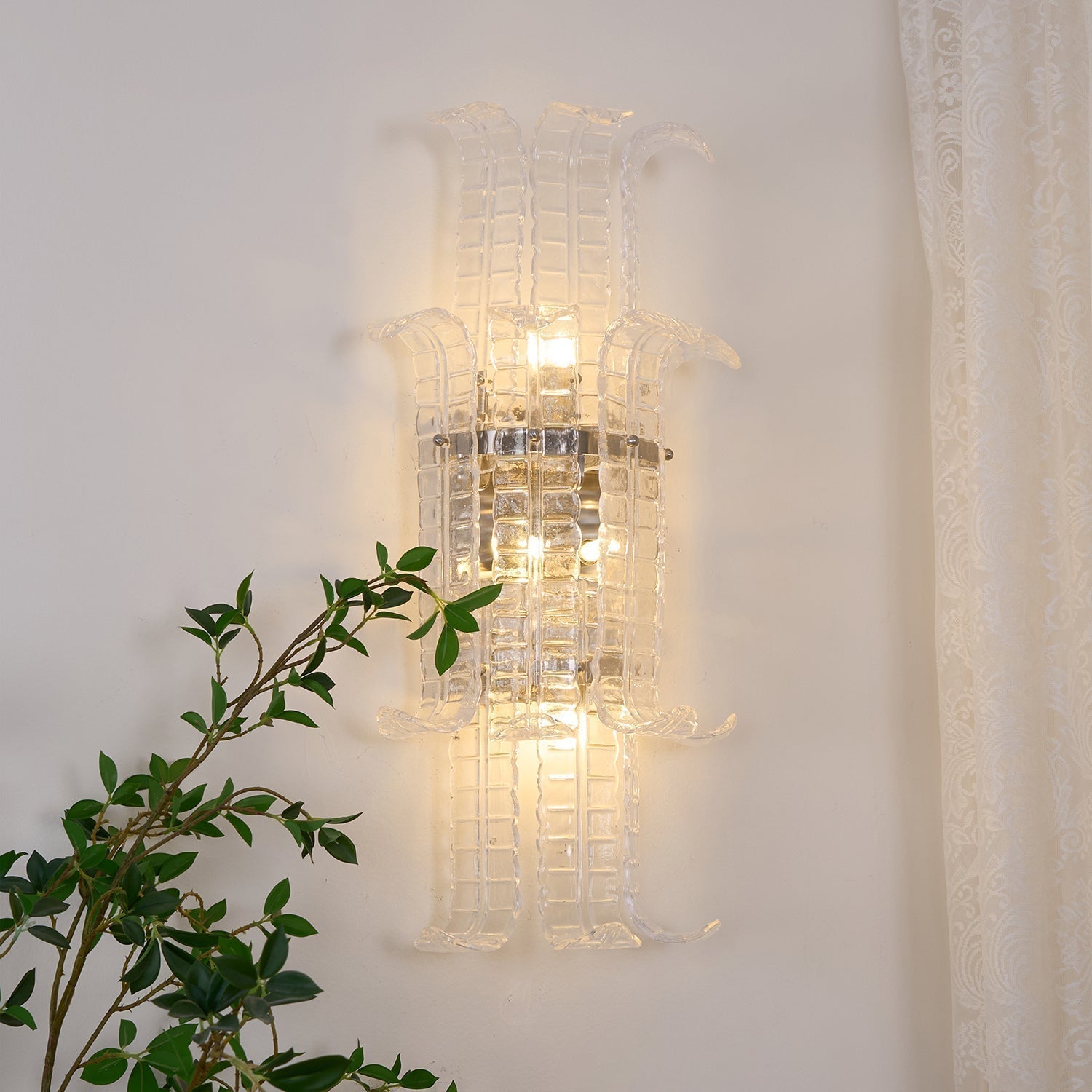 Aurora Applique Murale en Verre de Murano Transparent - Neutralighting