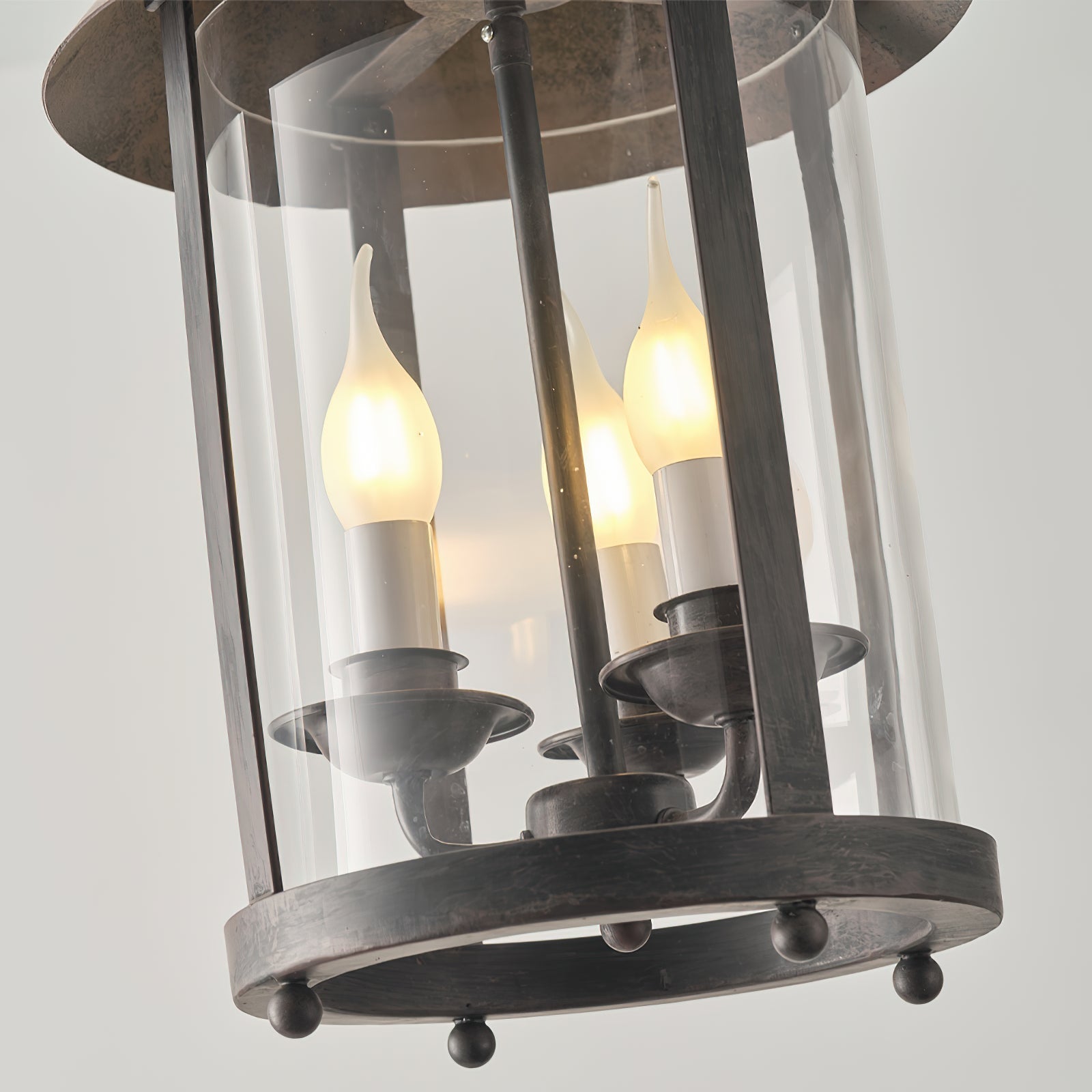 Tinduvyh Ancien Industriel Métal Verre Lanterne Suspension - Neutralighting