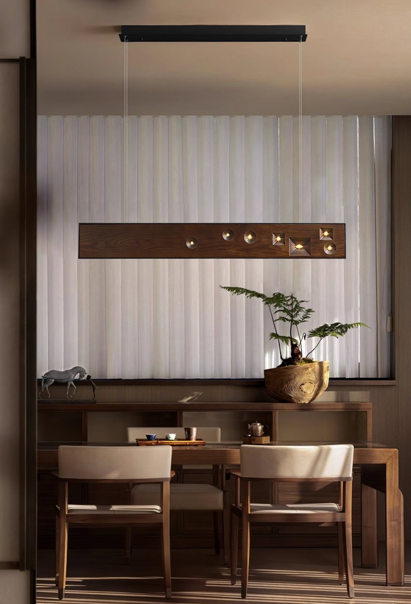 Lustra Suspension Bois Pierre Précieuse Linéaire LED - Neutralighting