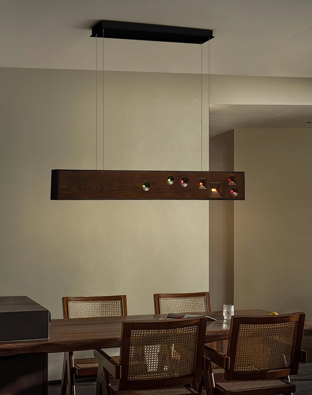 Lustra Suspension Bois Pierre Précieuse Linéaire LED - Neutralighting