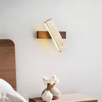 Ostruvyo Moderne Minimaliste Linéaire Noyer Travertin Applique Murale - Neutralighting