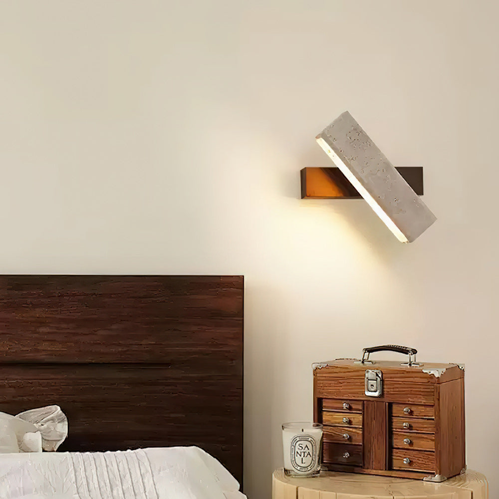 Ostruvyo Moderne Minimaliste Linéaire Noyer Travertin Applique Murale - Neutralighting