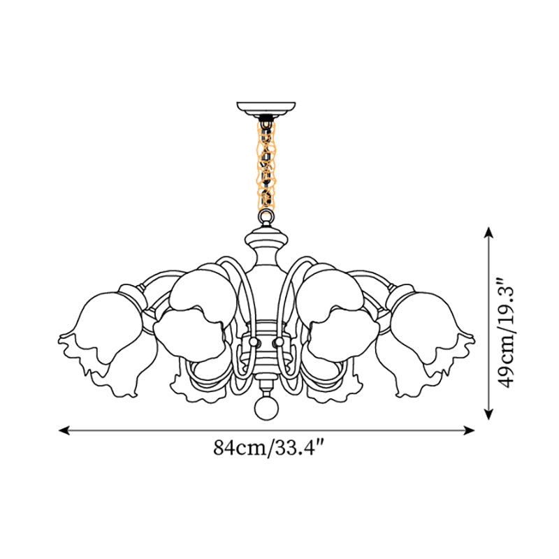 Lustre Abat-jours en Verre Tulipe Cadre en Bois de Noyer Style Rustique - Neutralighting