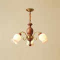 Lustre Abat-jours en Verre Tulipe Cadre en Bois de Noyer Style Rustique - Neutralighting