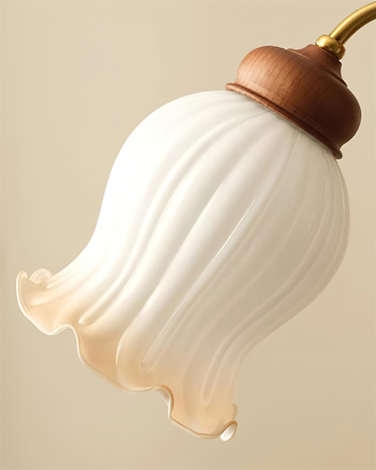 Lustre Abat-jours en Verre Tulipe Cadre en Bois de Noyer Style Rustique - Neutralighting