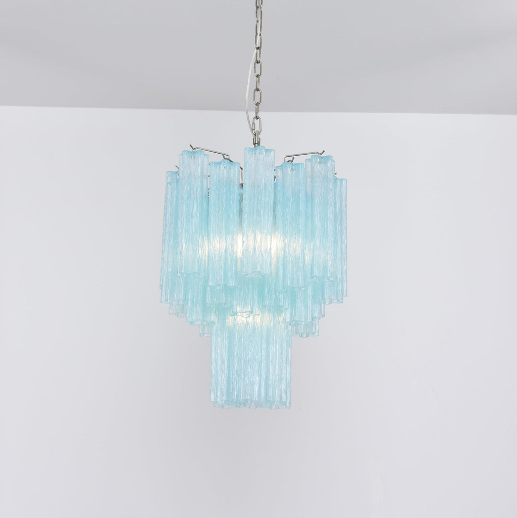 Aurora Chandelier Azzura En Verre De Murano Tubes Style Côtier - Neutralighting