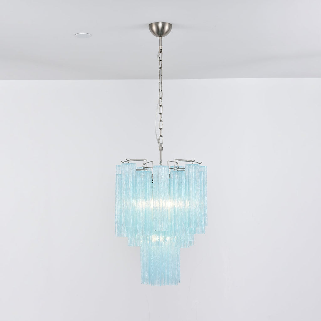 Aurora Chandelier Azzura En Verre De Murano Tubes Style Côtier - Neutralighting