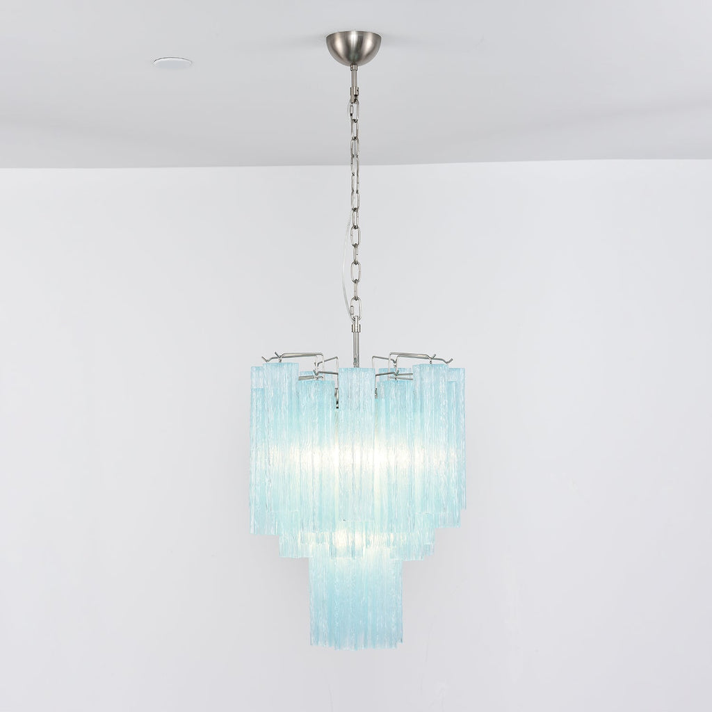 Aurora Chandelier Azzura En Verre De Murano Tubes Style Côtier - Neutralighting