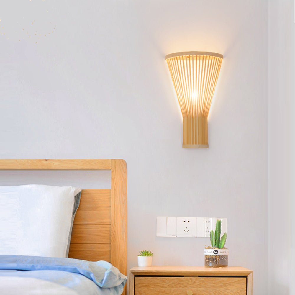 Muto LED Applique Murale Rotin Bambou Naturelle, Rotin/Acrylique, Chambre à Coucher - Neutralighting