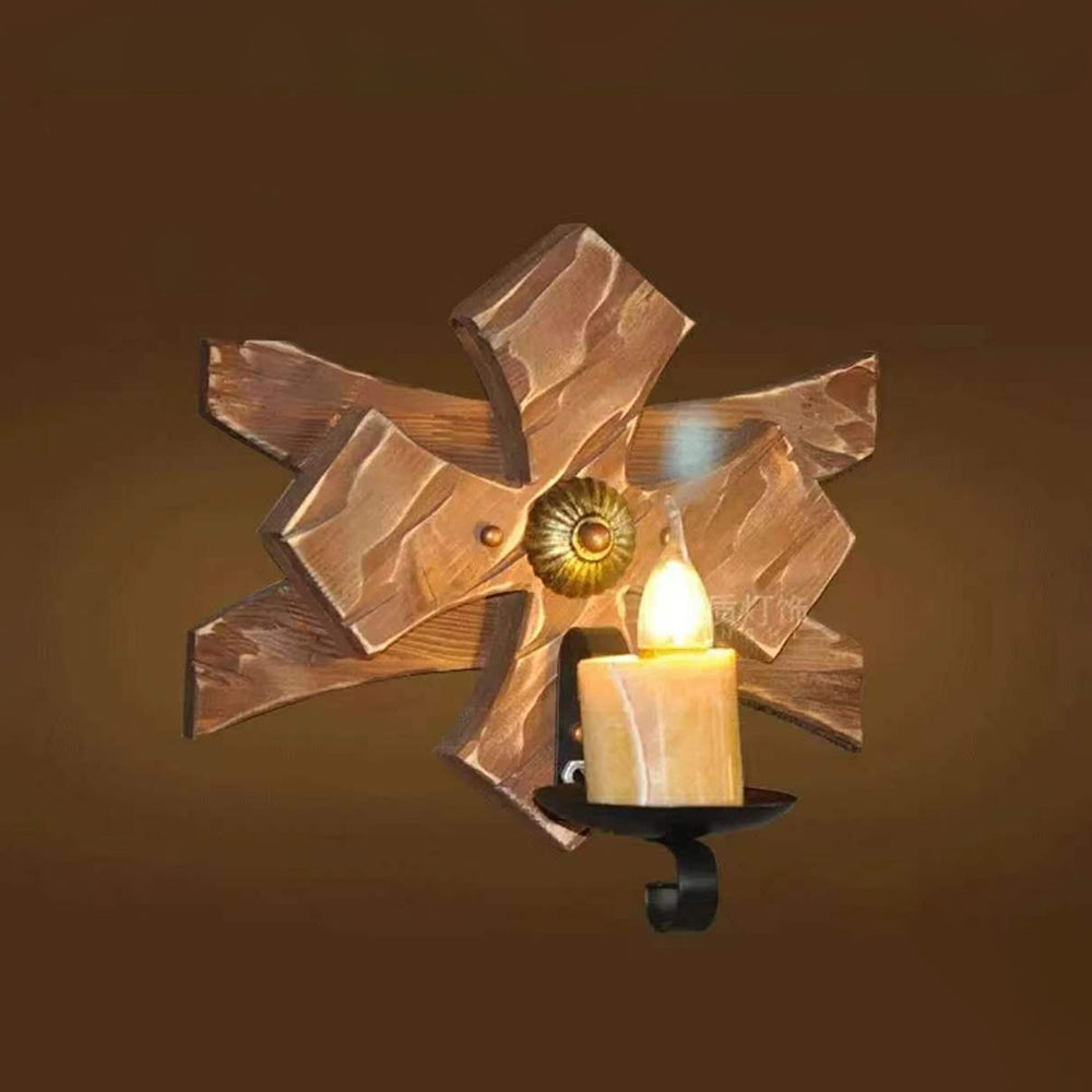 Epoch, Applique à Bougie et Lanterne, Bois et Métal - Neutralighting