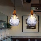 Arisha Vintage LED Suspension Ambre Verre Bois Chambre à coucher - Neutralighting