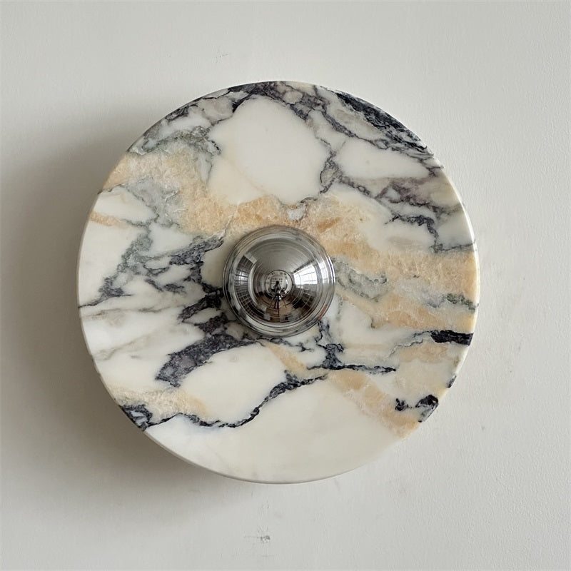 Zeno Applique Murale Ronde en Chrome, Marbre et Métal Style Minimaliste Moderne - Neutralighting