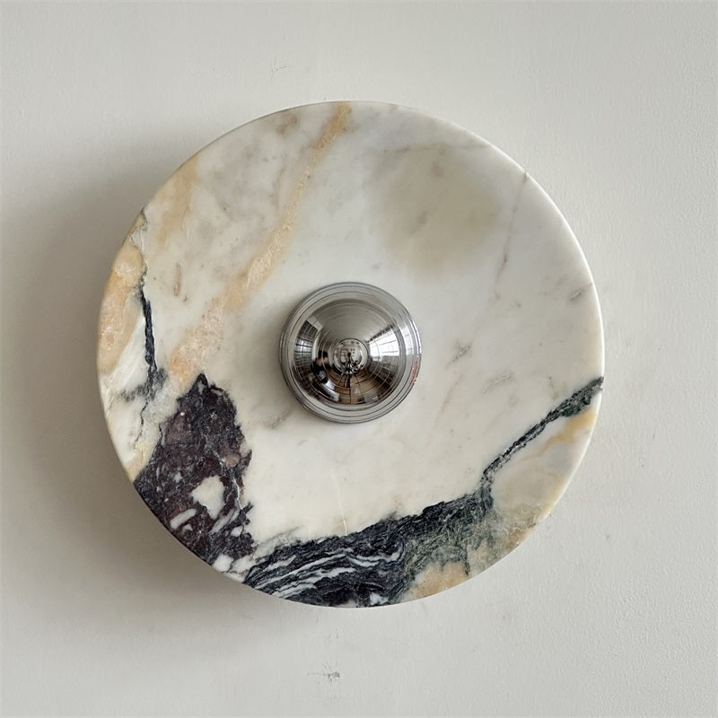 Zeno Applique Murale Ronde en Chrome, Marbre et Métal Style Minimaliste Moderne - Neutralighting