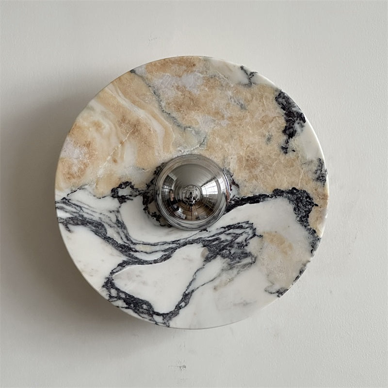 Zeno Applique Murale Ronde en Chrome, Marbre et Métal Style Minimaliste Moderne - Neutralighting