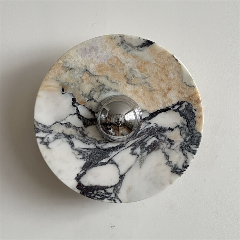 Zeno Applique Murale Ronde en Chrome, Marbre et Métal Style Minimaliste Moderne - Neutralighting