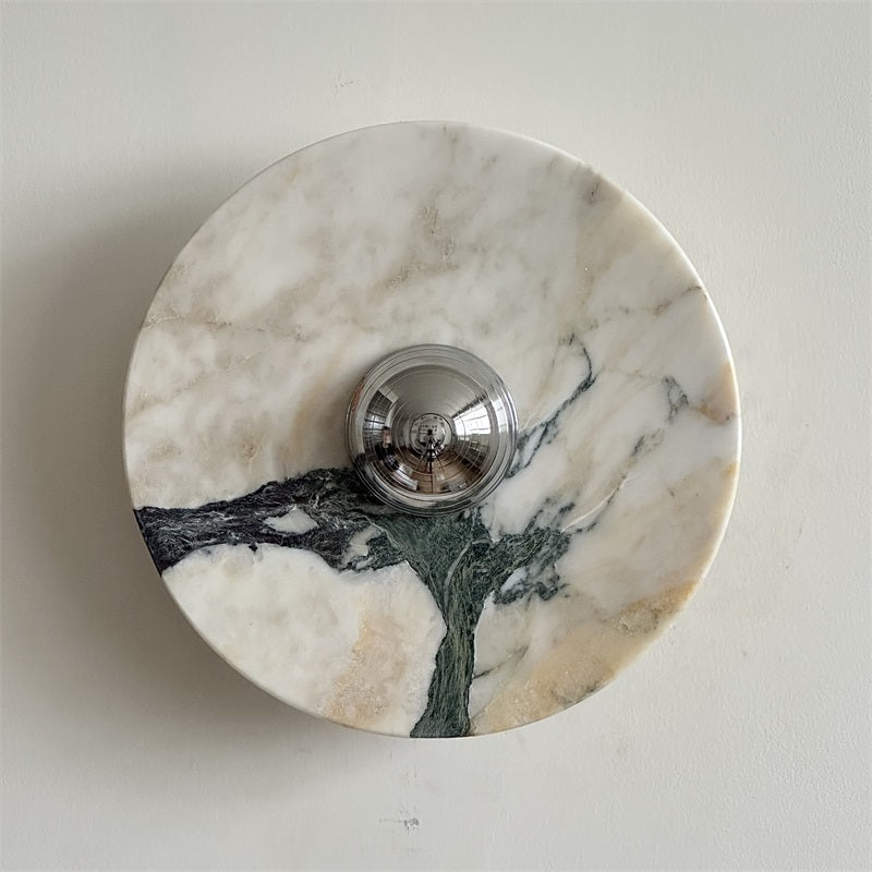 Zeno Applique Murale Ronde en Chrome, Marbre et Métal Style Minimaliste Moderne - Neutralighting