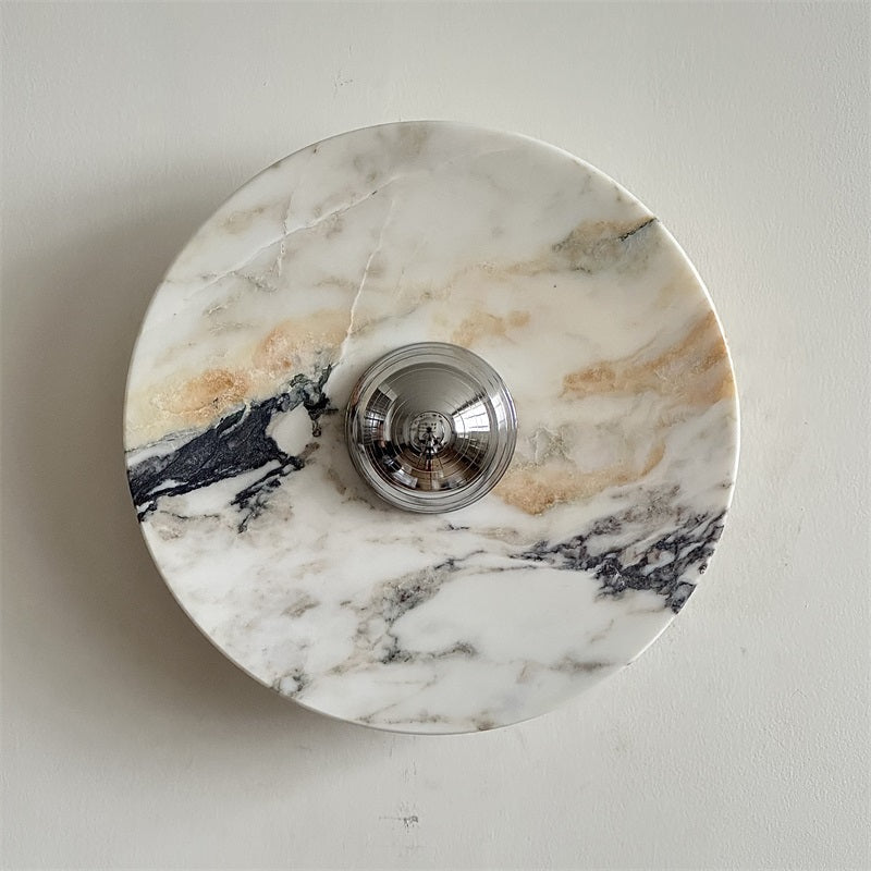 Zeno Applique Murale Ronde en Chrome, Marbre et Métal Style Minimaliste Moderne - Neutralighting