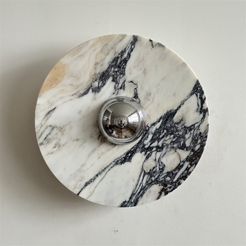 Zeno Applique Murale Ronde en Chrome, Marbre et Métal Style Minimaliste Moderne - Neutralighting