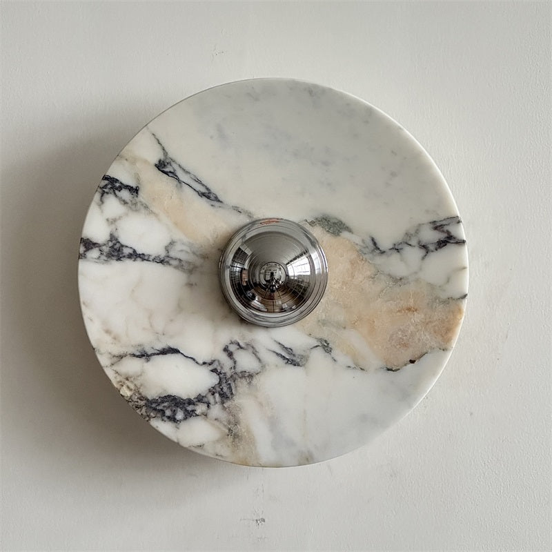 Zeno Applique Murale Ronde en Chrome, Marbre et Métal Style Minimaliste Moderne - Neutralighting