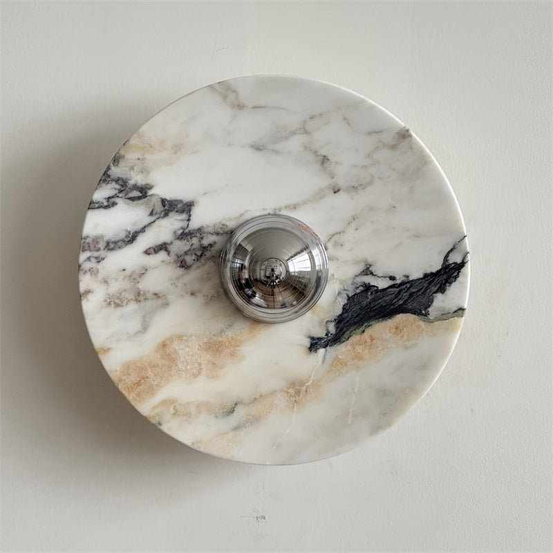 Zeno Applique Murale Ronde en Chrome, Marbre et Métal Style Minimaliste Moderne - Neutralighting