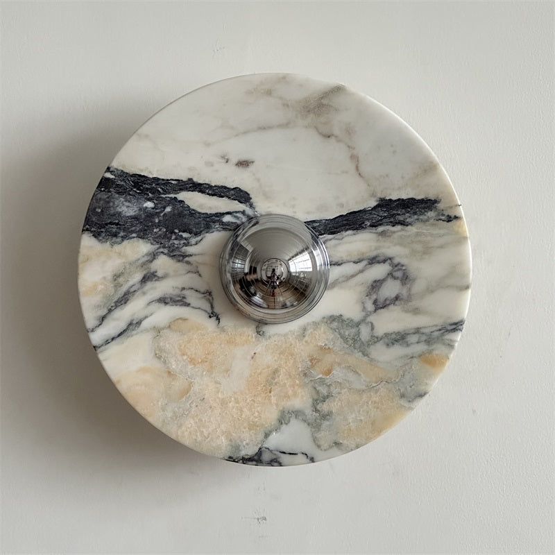 Zeno Applique Murale Ronde en Chrome, Marbre et Métal Style Minimaliste Moderne - Neutralighting