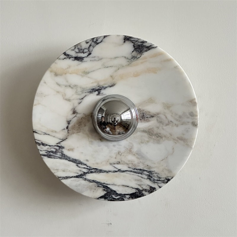 Zeno Applique Murale Ronde en Chrome, Marbre et Métal Style Minimaliste Moderne - Neutralighting