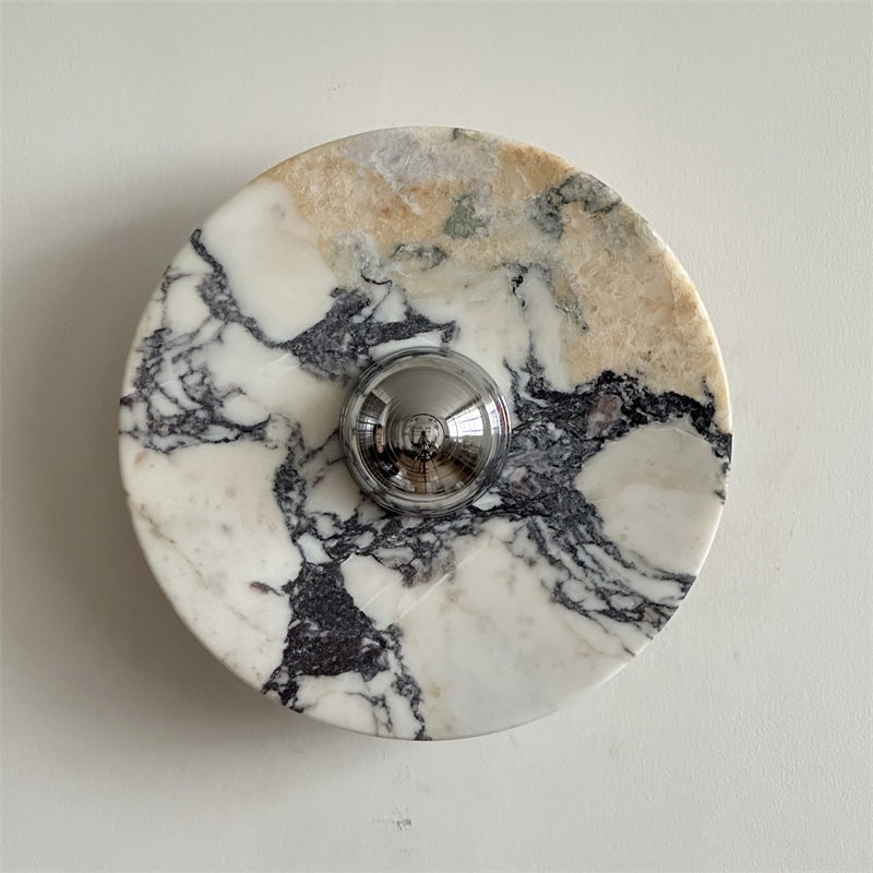 Zeno Applique Murale Ronde en Chrome, Marbre et Métal Style Minimaliste Moderne - Neutralighting