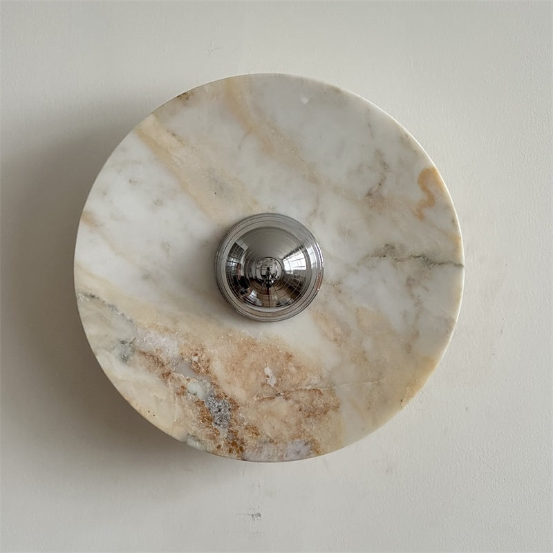 Zeno Applique Murale Ronde en Chrome, Marbre et Métal Style Minimaliste Moderne - Neutralighting