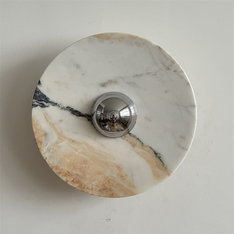 Zeno Applique Murale Ronde en Chrome, Marbre et Métal Style Minimaliste Moderne - Neutralighting