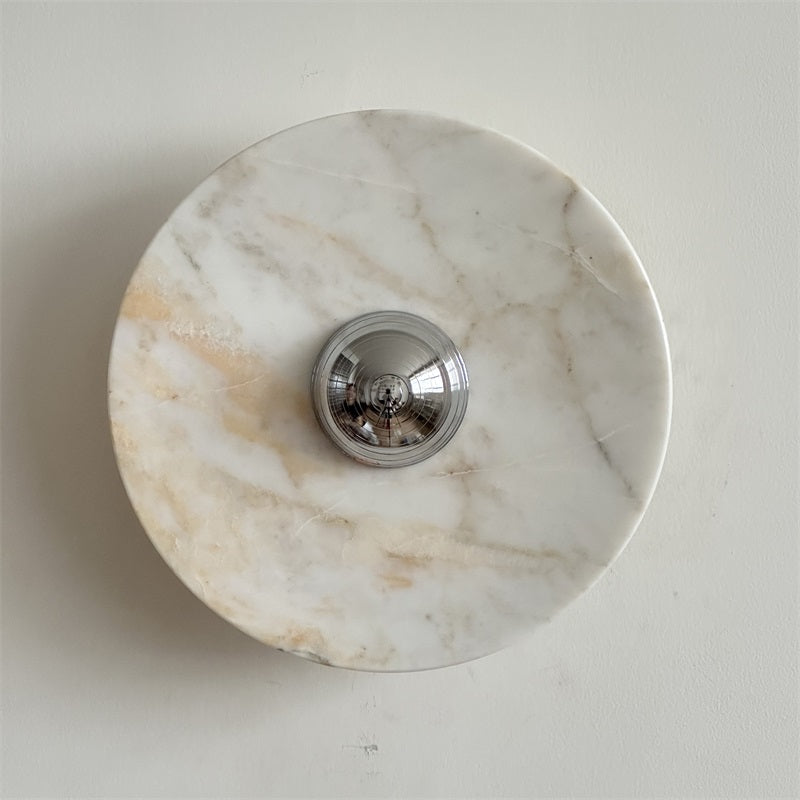 Zeno Applique Murale Ronde en Chrome, Marbre et Métal Style Minimaliste Moderne - Neutralighting