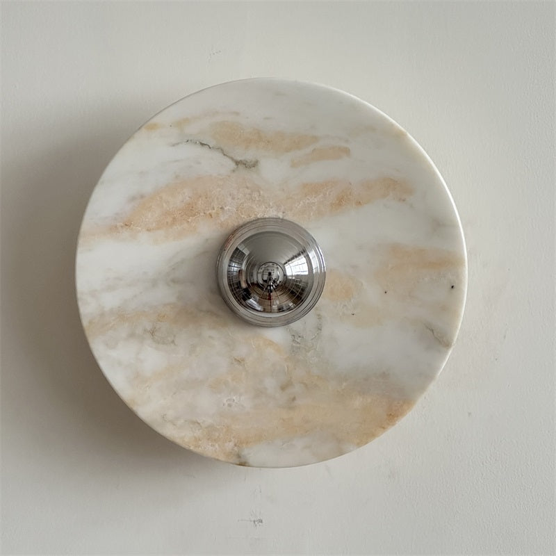 Zeno Applique Murale Ronde en Chrome, Marbre et Métal Style Minimaliste Moderne - Neutralighting