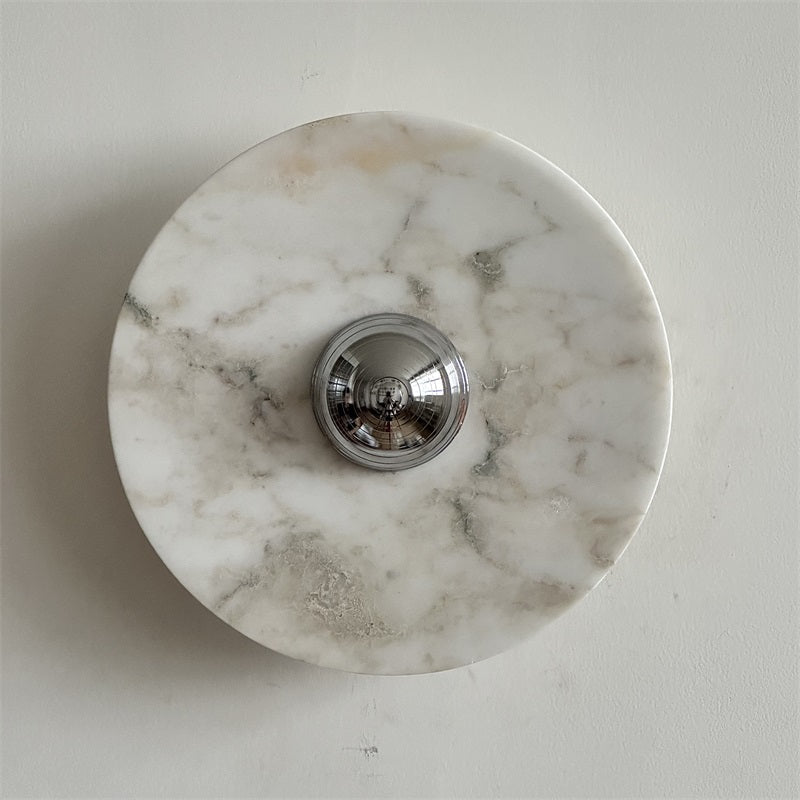 Zeno Applique Murale Ronde en Chrome, Marbre et Métal Style Minimaliste Moderne - Neutralighting