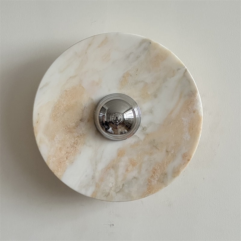 Zeno Applique Murale Ronde en Chrome, Marbre et Métal Style Minimaliste Moderne - Neutralighting