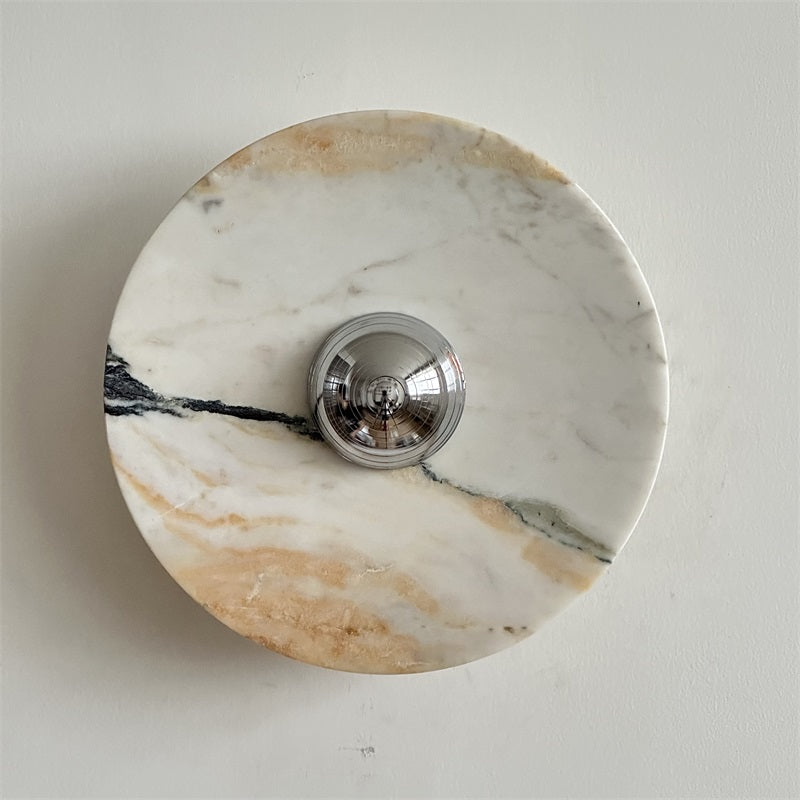 Zeno Applique Murale Ronde en Chrome, Marbre et Métal Style Minimaliste Moderne - Neutralighting