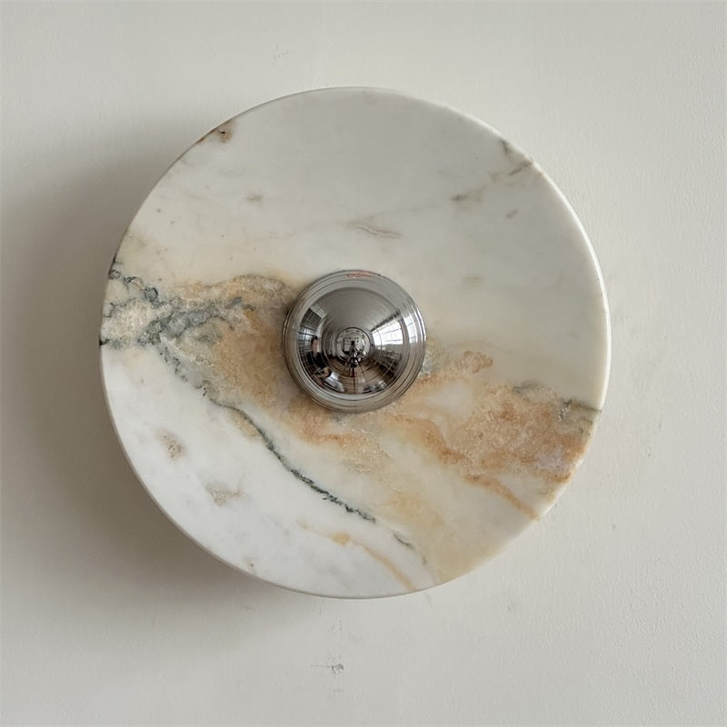 Zeno Applique Murale Ronde en Chrome, Marbre et Métal Style Minimaliste Moderne - Neutralighting