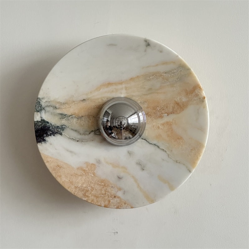Zeno Applique Murale Ronde en Chrome, Marbre et Métal Style Minimaliste Moderne - Neutralighting