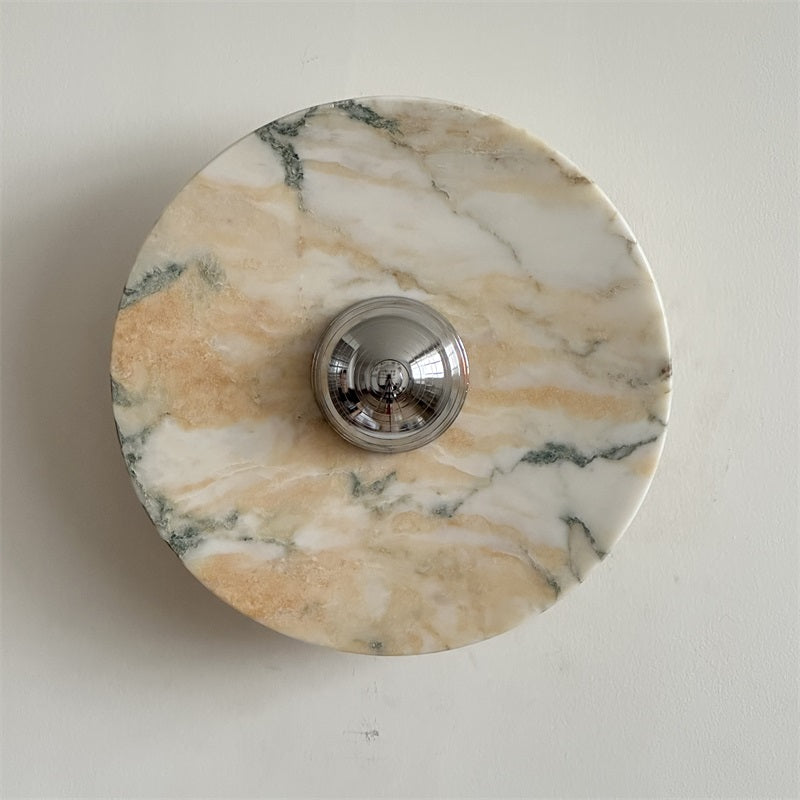 Zeno Applique Murale Ronde en Chrome, Marbre et Métal Style Minimaliste Moderne - Neutralighting