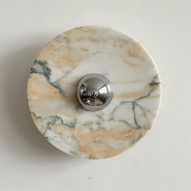 Zeno Applique Murale Ronde en Chrome, Marbre et Métal Style Minimaliste Moderne - Neutralighting