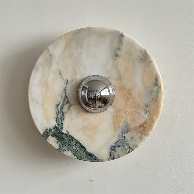Zeno Applique Murale Ronde en Chrome, Marbre et Métal Style Minimaliste Moderne - Neutralighting