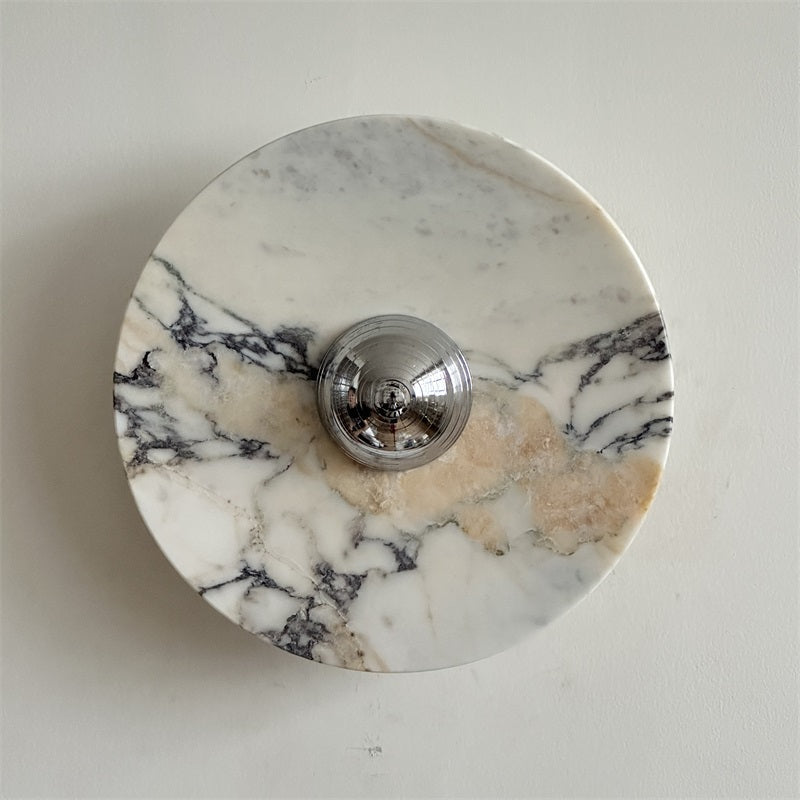 Zeno Applique Murale Ronde en Chrome, Marbre et Métal Style Minimaliste Moderne - Neutralighting