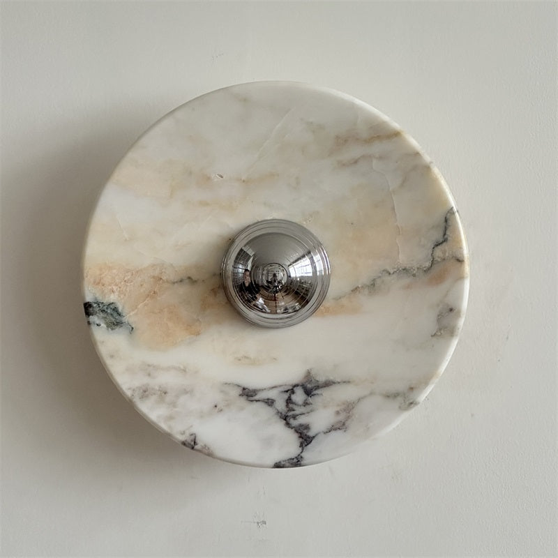 Zeno Applique Murale Ronde en Chrome, Marbre et Métal Style Minimaliste Moderne - Neutralighting